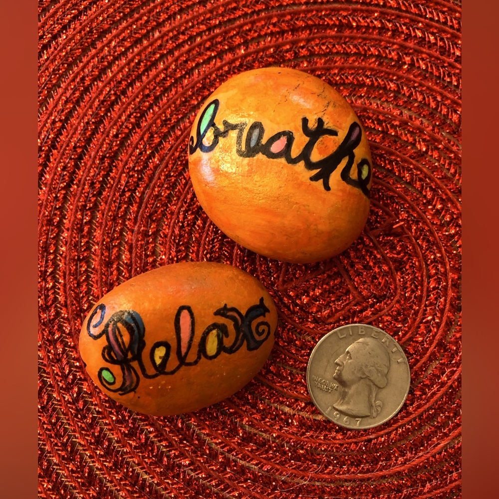 HAND PAINTED BREATHE & RELAX ROCK SET